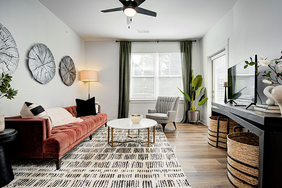 Modern style living room at East Bank